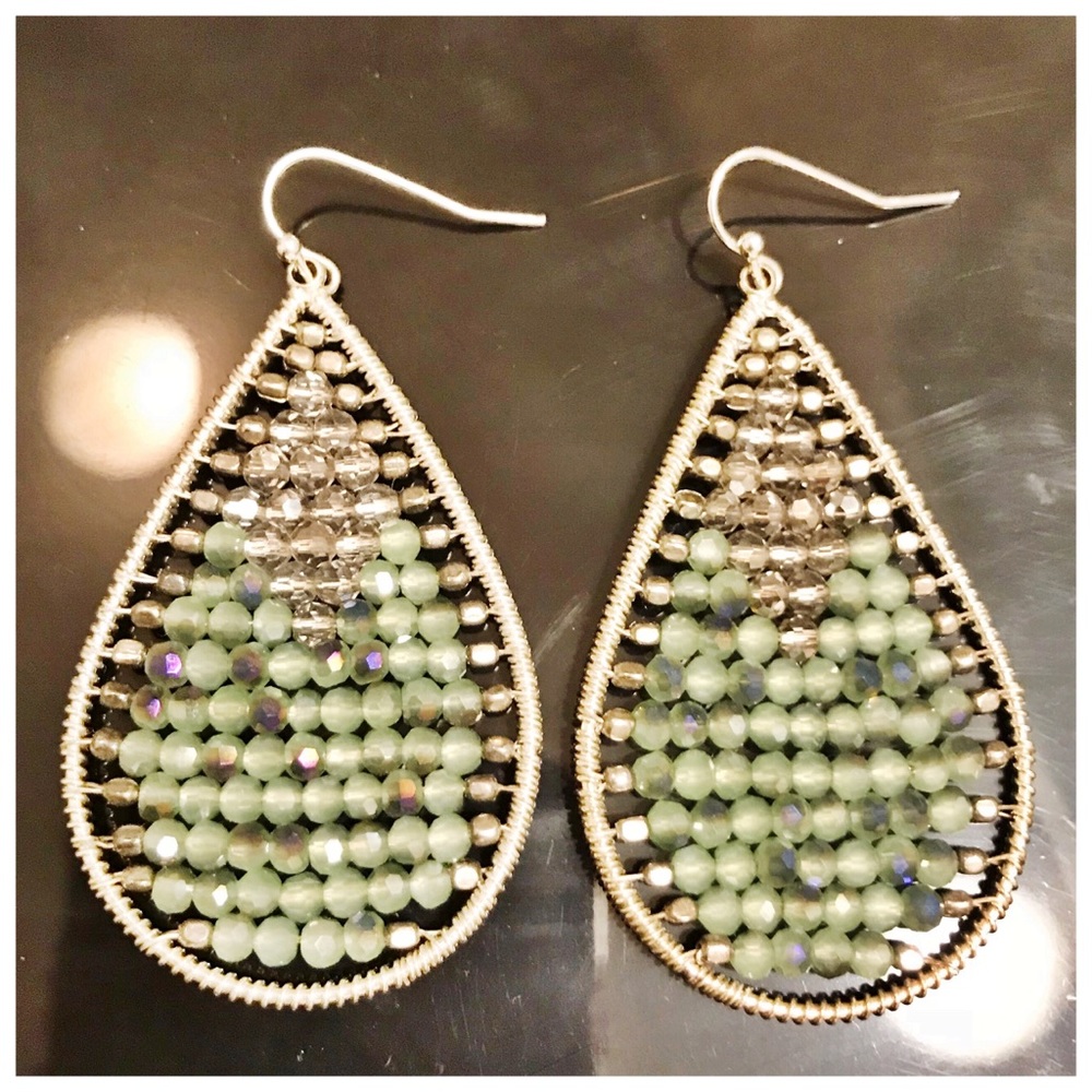 Sea foam green beaded earrings